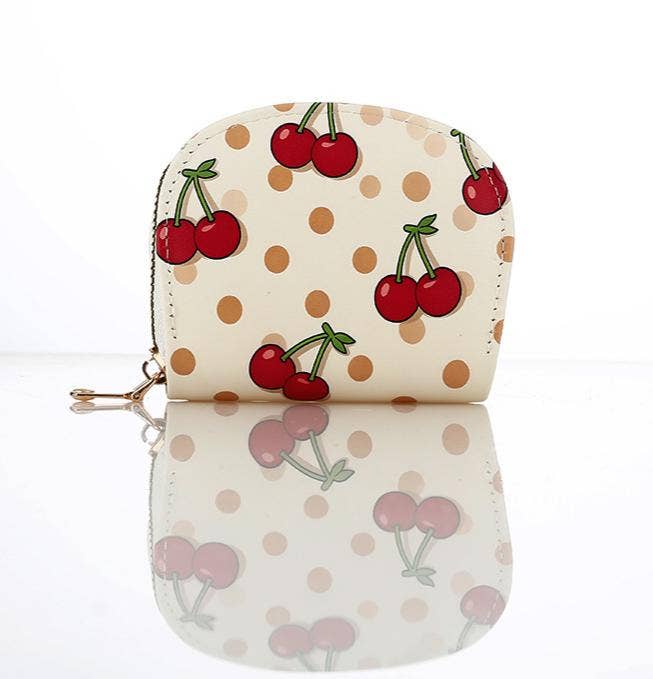 Cherry & Strawberry Print Card Purse Small Wallet