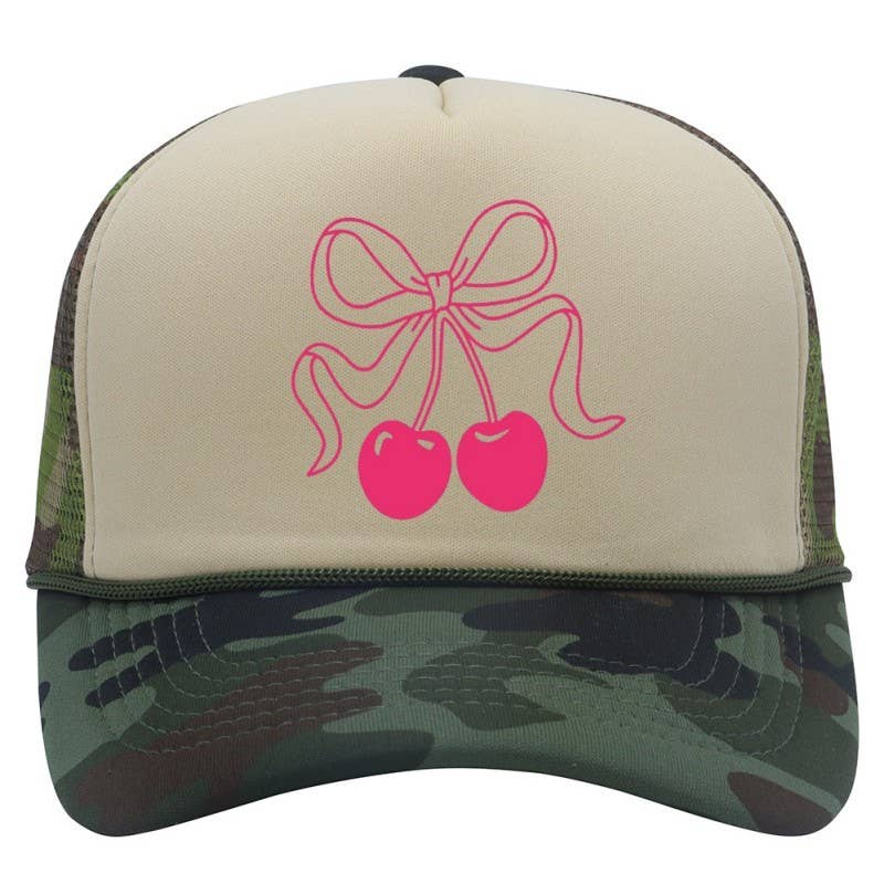 TRUCKER HAT BOW CHERRY CAMOUFLAGE CAP