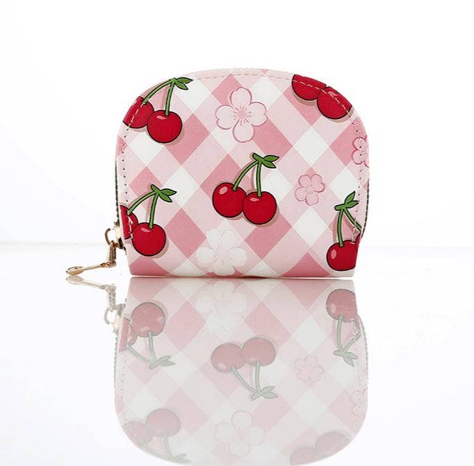 Cherry & Strawberry Print Card Purse Small Wallet