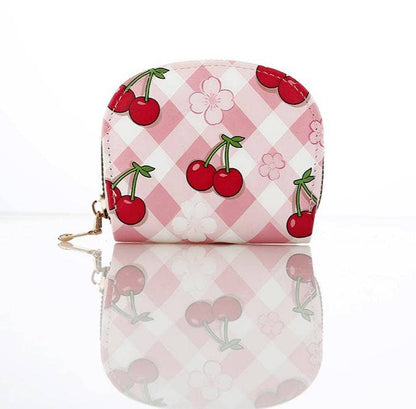 Cherry & Strawberry Print Card Purse Small Wallet