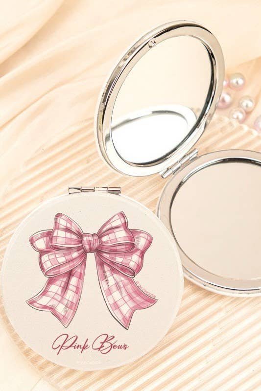 TRAVEL POCKET COMPACT HANDHELD BOW MIRROR