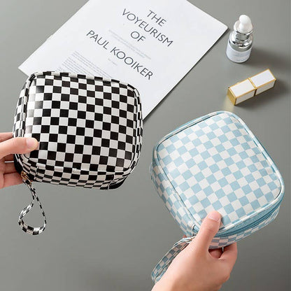 TRAVEL CHECKER GINGHAM MAKEUP COSMETIC POUCH BAG