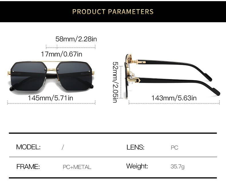 Polygonal Metal Frame Sunglasses