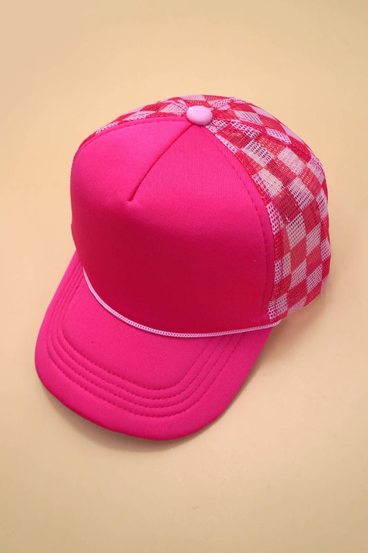 TRUCKER HAT CHECKER FOAM FRONT MESH BACK CAP