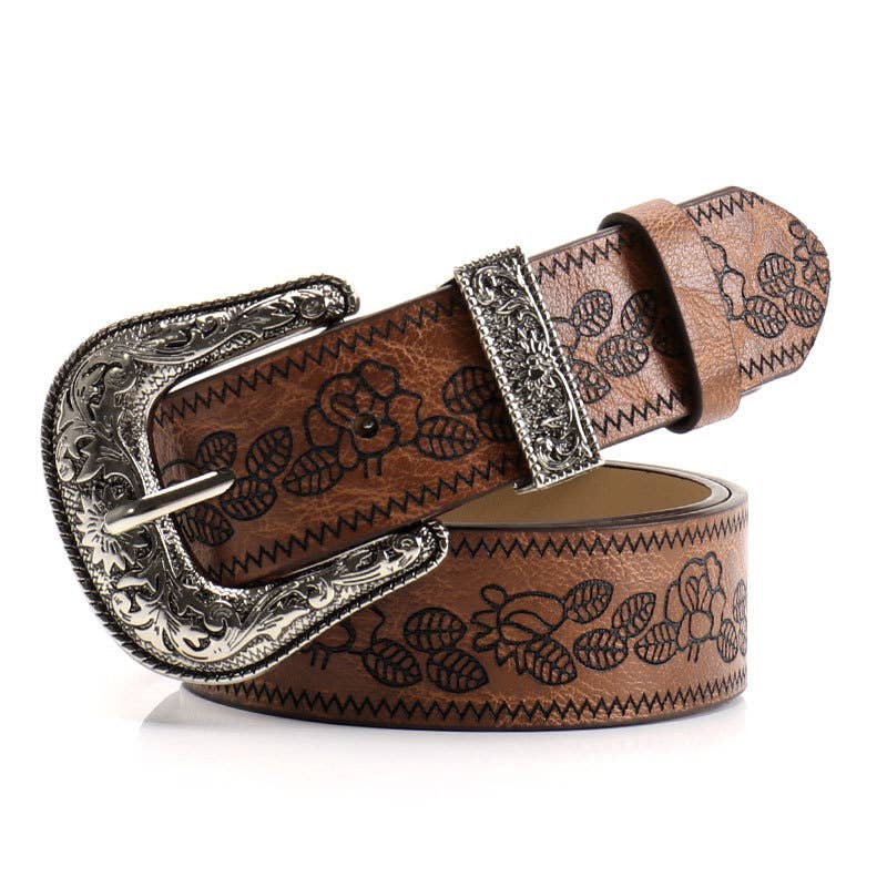 Retro Y2K Floral Embossed Belt