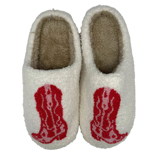Cowboy Boot Slippers White
