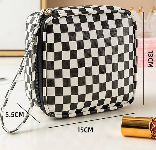 TRAVEL CHECKER GINGHAM MAKEUP COSMETIC POUCH BAG