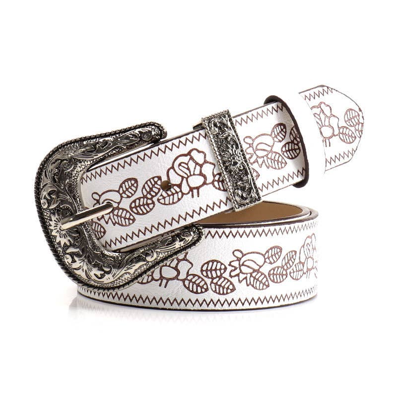 Retro Y2K Floral Embossed Belt