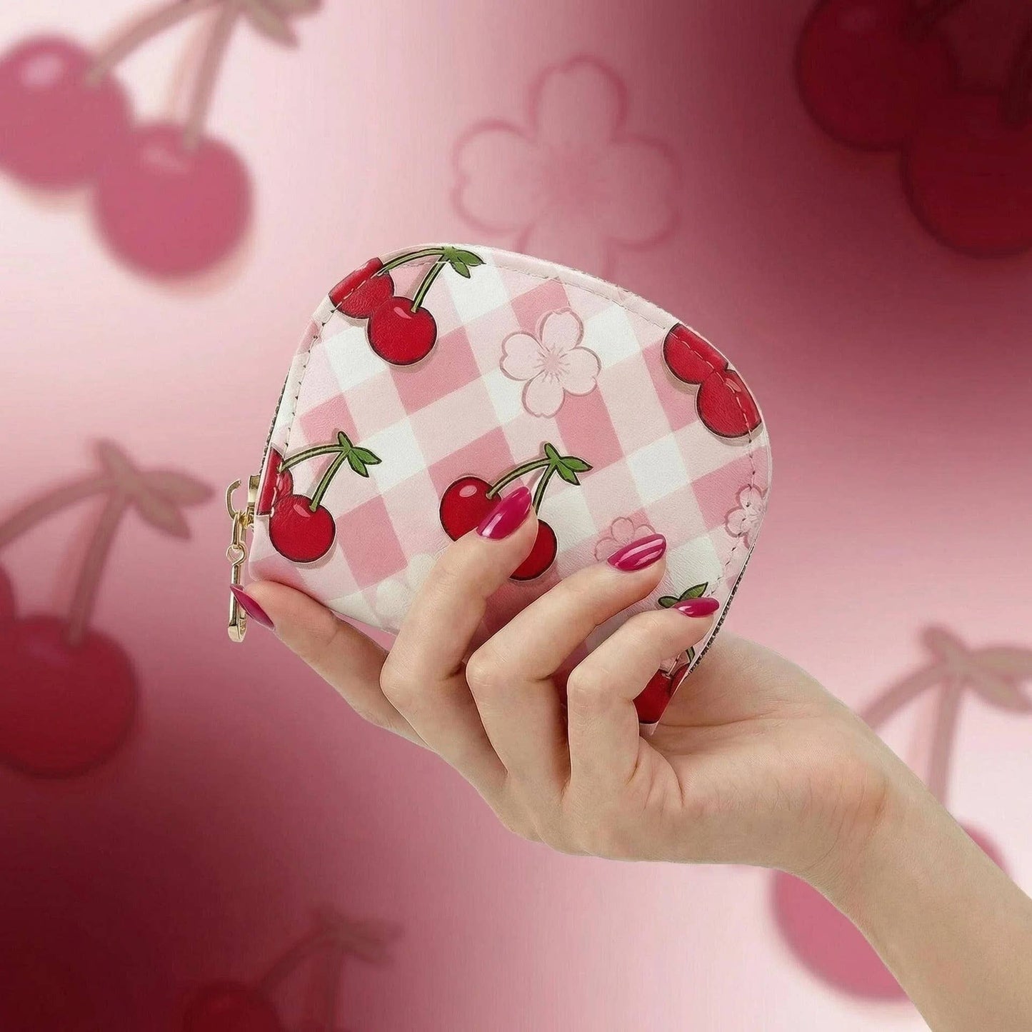 Cherry & Strawberry Print Card Purse Small Wallet