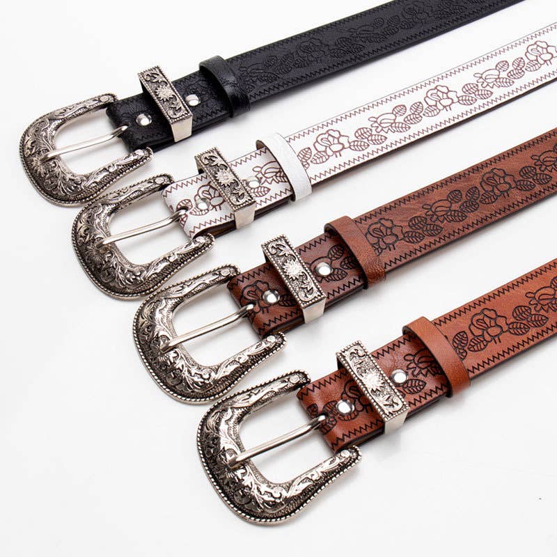 Retro Y2K Floral Embossed Belt