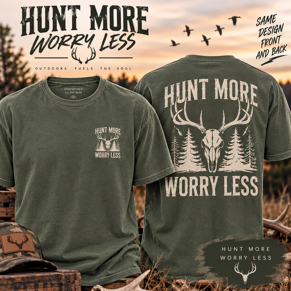Comfort Colors Men's "Hunt More Worry Less" Graphic Tee