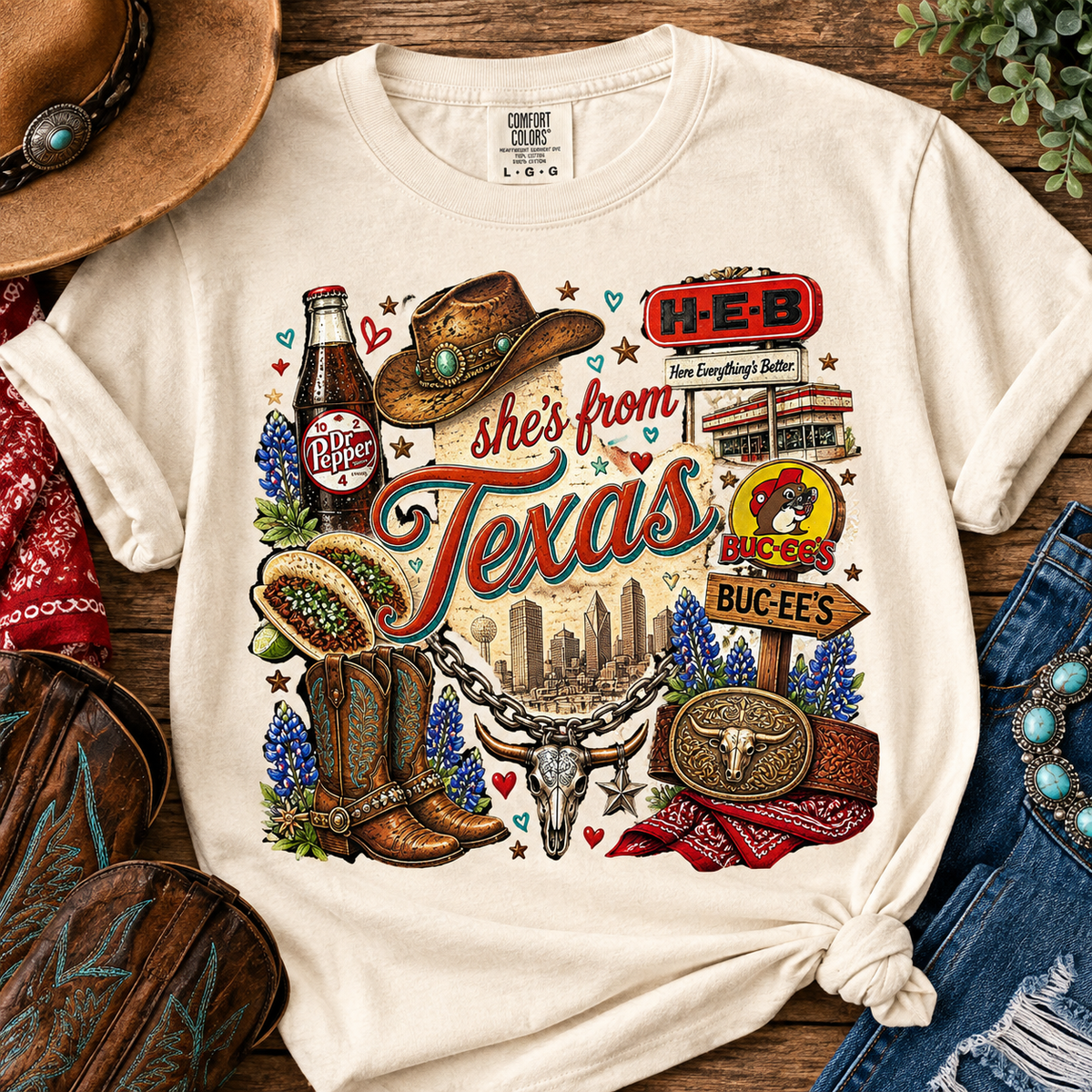 Comfort Color "SHE'S FROM TEXAS I CAN TELL" Graphic Tee