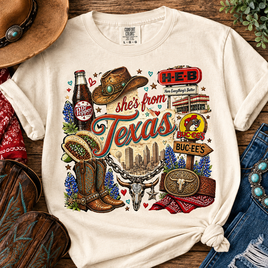 Comfort Color "SHE'S FROM TEXAS I CAN TELL" Graphic Tee