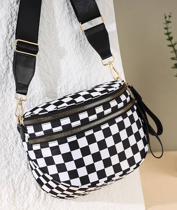Checkered Bow Bum Bag Crossbody
