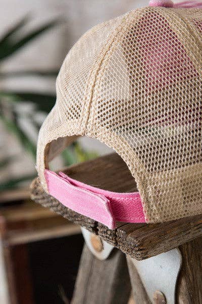 PREMIUM DISTRESS MESH BACK BASEBALL CAP - NO DESIGN OR CUSTOM