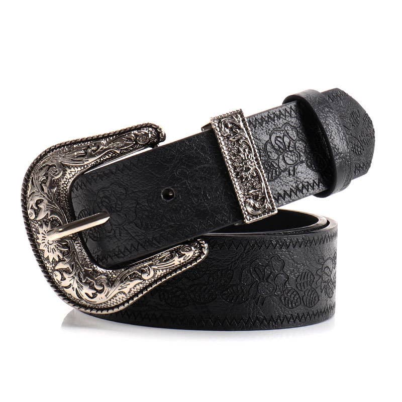 Retro Y2K Floral Embossed Belt