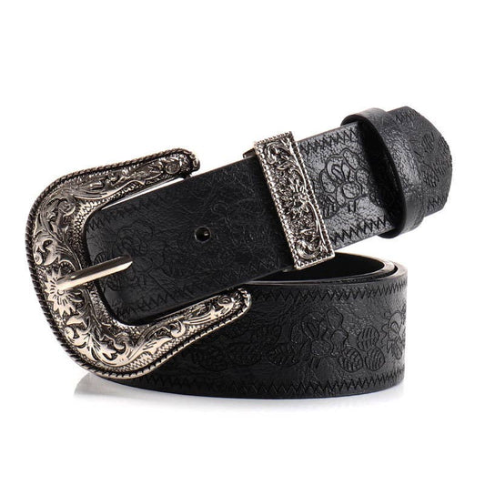 Retro Y2K Floral Embossed Belt