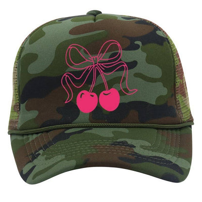 TRUCKER HAT BOW CHERRY CAMOUFLAGE CAP