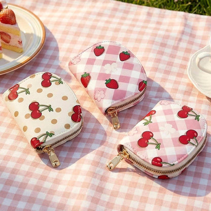 Cherry & Strawberry Print Card Purse Small Wallet