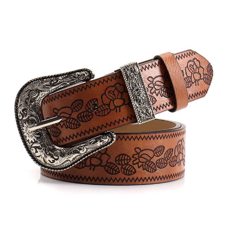 Retro Y2K Floral Embossed Belt